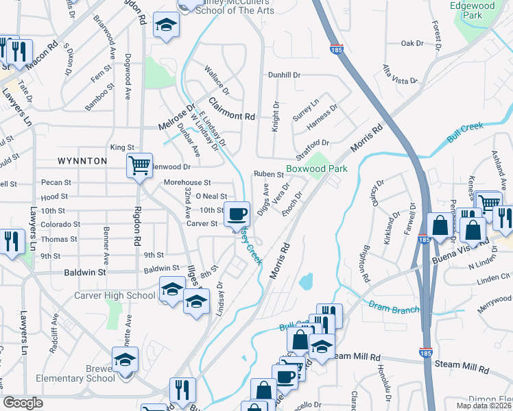 map of restaurants, bars, coffee shops, grocery stores, and more near 1027 Fleming Avenue in Columbus