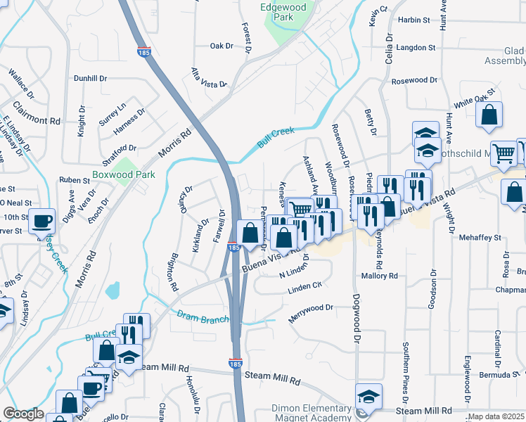 map of restaurants, bars, coffee shops, grocery stores, and more near 941 Pembrook Drive in Columbus