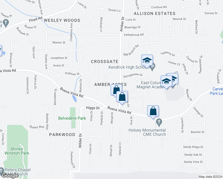 map of restaurants, bars, coffee shops, grocery stores, and more near 5513 Ambervista Court in Columbus