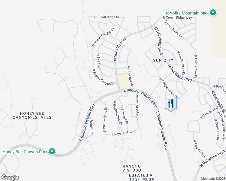 map of restaurants, bars, coffee shops, grocery stores, and more near 14277 North Alamo Canyon Drive in Oro Valley