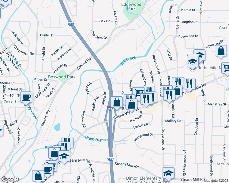 map of restaurants, bars, coffee shops, grocery stores, and more near 3852 Pembrook Court in Columbus