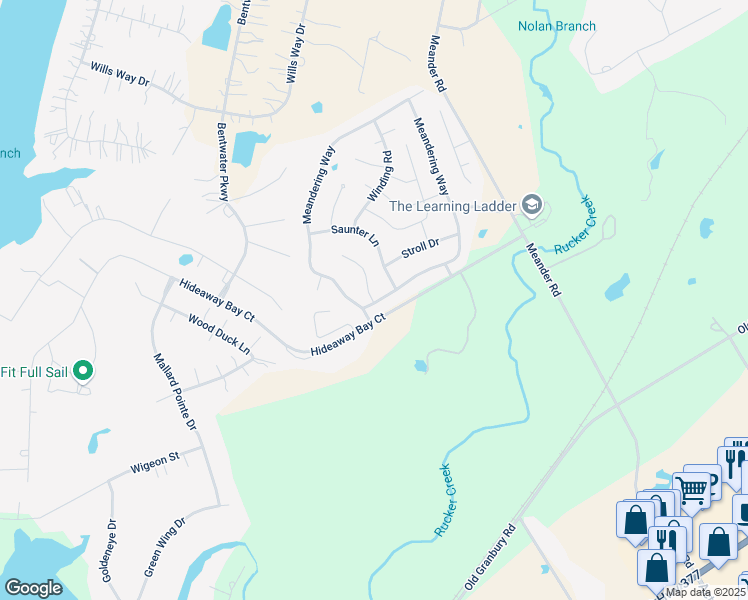 map of restaurants, bars, coffee shops, grocery stores, and more near 2908 Meandering Way in Granbury