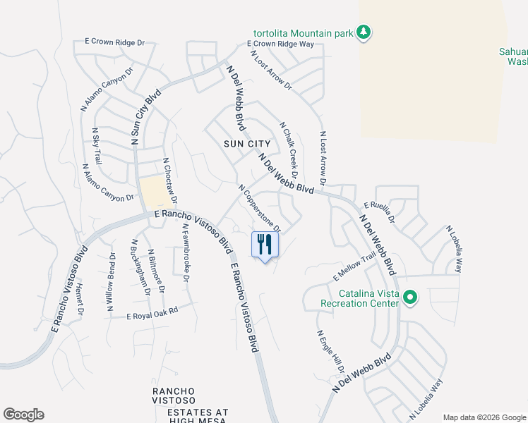 map of restaurants, bars, coffee shops, grocery stores, and more near 1671 East Firefly Court in Oro Valley