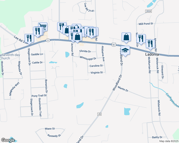 map of restaurants, bars, coffee shops, grocery stores, and more near 11 Georgia Avenue in Phenix City