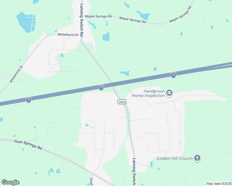 map of restaurants, bars, coffee shops, grocery stores, and more near 3815 County Road 3424 in Longview