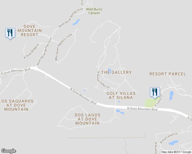 map of restaurants, bars, coffee shops, grocery stores, and more near 14273 North Sunset Gallery Drive in Marana