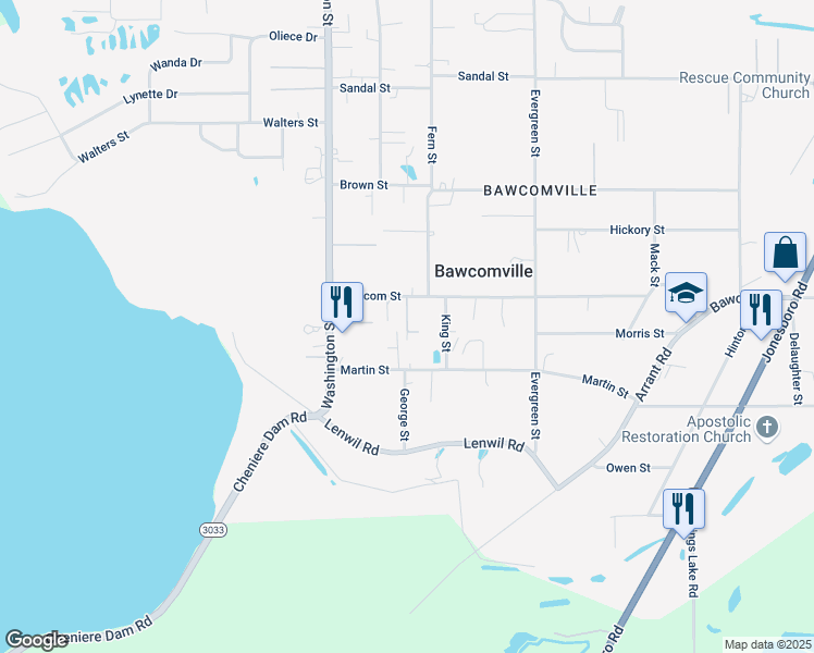 map of restaurants, bars, coffee shops, grocery stores, and more near 515 King St in West Monroe