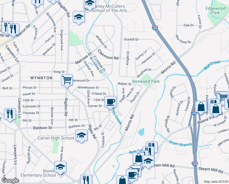 map of restaurants, bars, coffee shops, grocery stores, and more near 1027 Fleming Avenue in Columbus