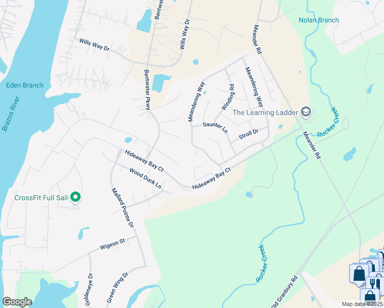 map of restaurants, bars, coffee shops, grocery stores, and more near 2802 Roam Court in Granbury