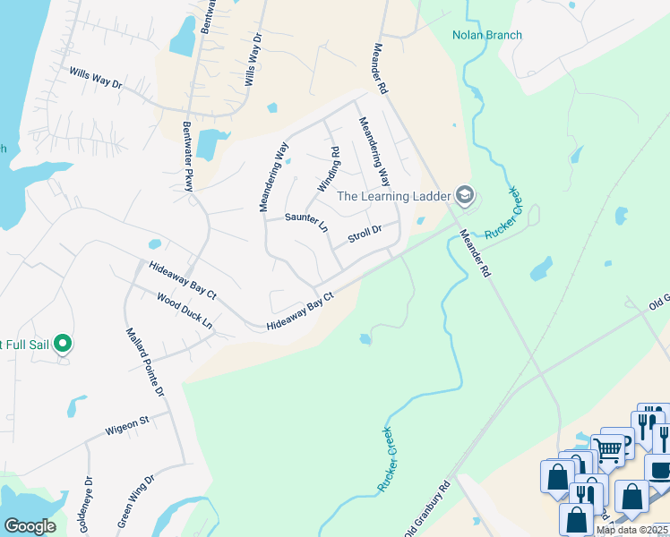 map of restaurants, bars, coffee shops, grocery stores, and more near 2908 Meandering Way in Granbury