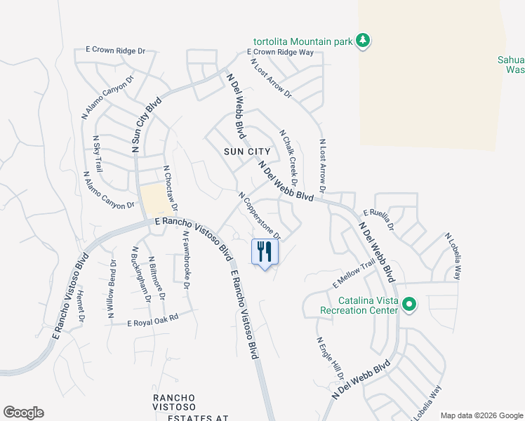 map of restaurants, bars, coffee shops, grocery stores, and more near 1671 East Firefly Court in Oro Valley