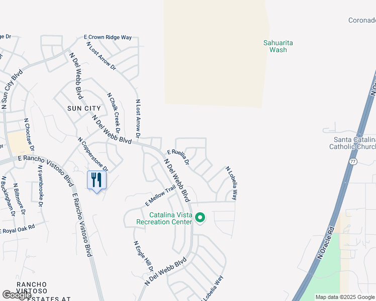 map of restaurants, bars, coffee shops, grocery stores, and more near 2198 East Jonquil Street in Oro Valley