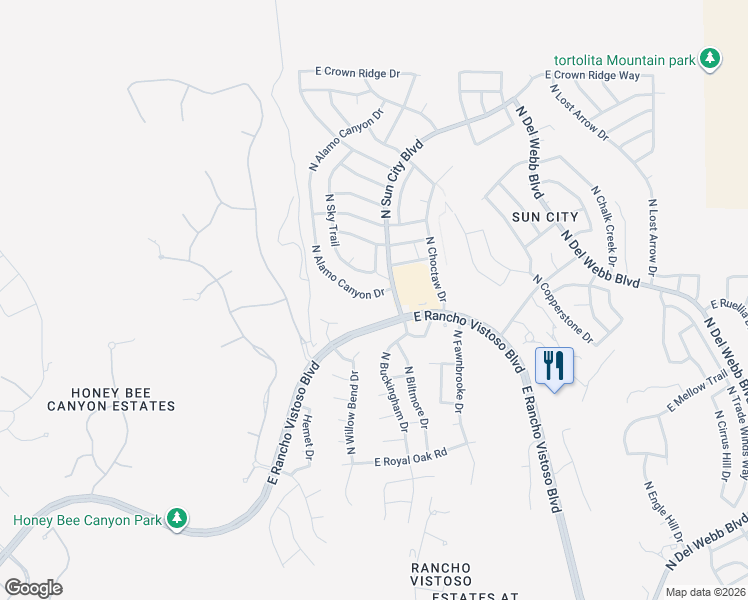 map of restaurants, bars, coffee shops, grocery stores, and more near 14277 North Alamo Canyon Drive in Oro Valley