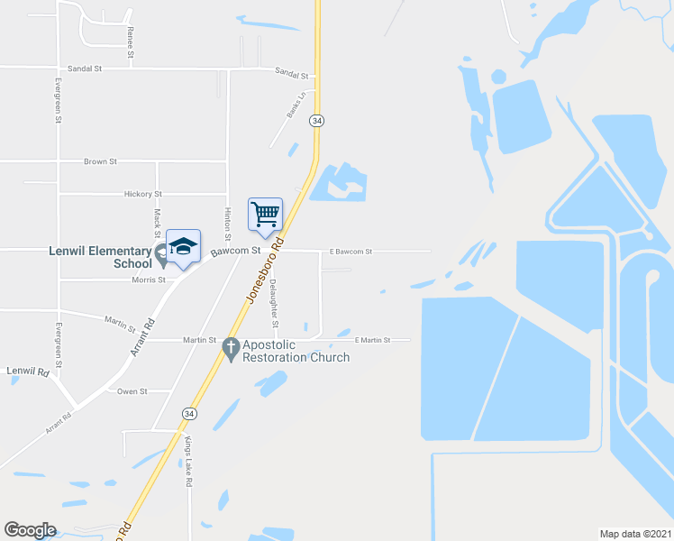 map of restaurants, bars, coffee shops, grocery stores, and more near 101 Peterson Lane in West Monroe