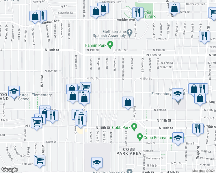 map of restaurants, bars, coffee shops, grocery stores, and more near 1433 Green Street in Abilene