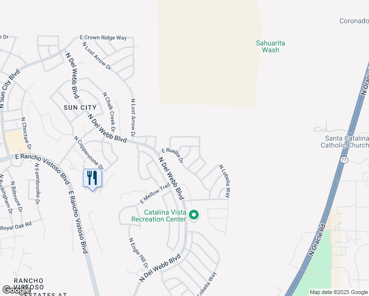 map of restaurants, bars, coffee shops, grocery stores, and more near 2198 East Jonquil Street in Oro Valley