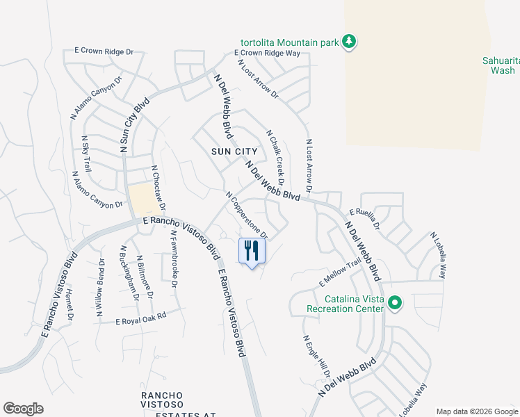 map of restaurants, bars, coffee shops, grocery stores, and more near 1671 East Firefly Court in Oro Valley