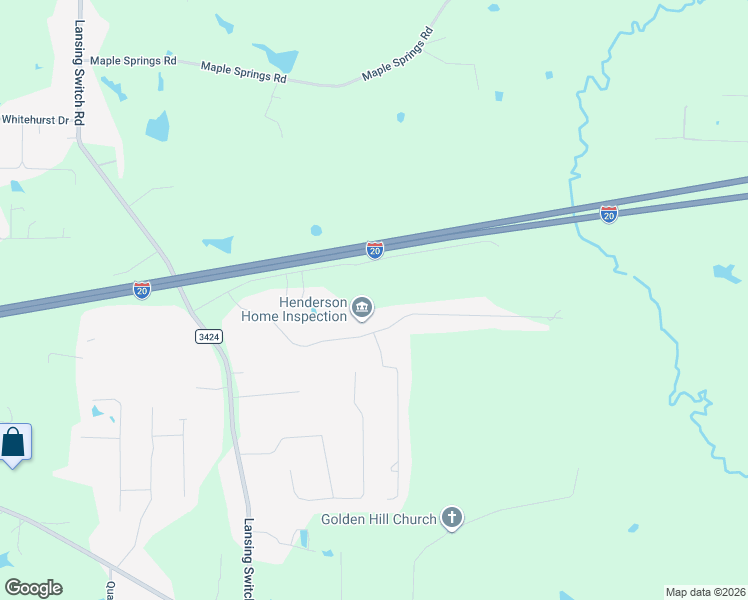 map of restaurants, bars, coffee shops, grocery stores, and more near 333 Cross Creek Road in Longview