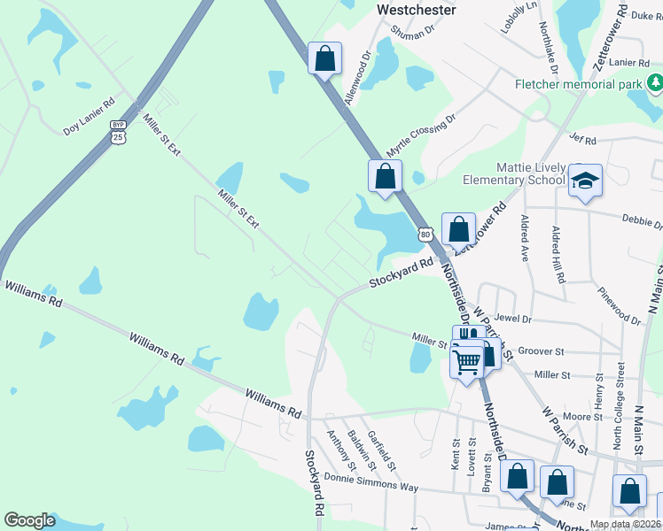 map of restaurants, bars, coffee shops, grocery stores, and more near 120 Buckhaven Way in Statesboro