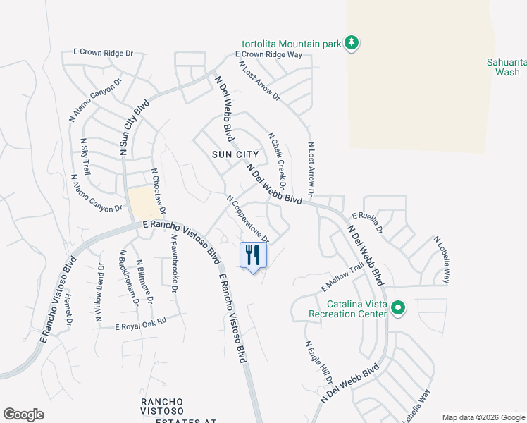 map of restaurants, bars, coffee shops, grocery stores, and more near 1671 East Firefly Court in Oro Valley