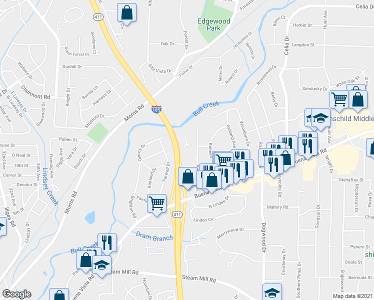 map of restaurants, bars, coffee shops, grocery stores, and more near 3852 Pembrook Court in Columbus