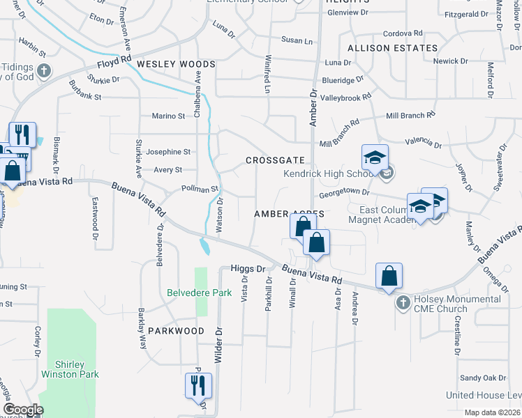 map of restaurants, bars, coffee shops, grocery stores, and more near 730 Greenbriar Drive in Columbus