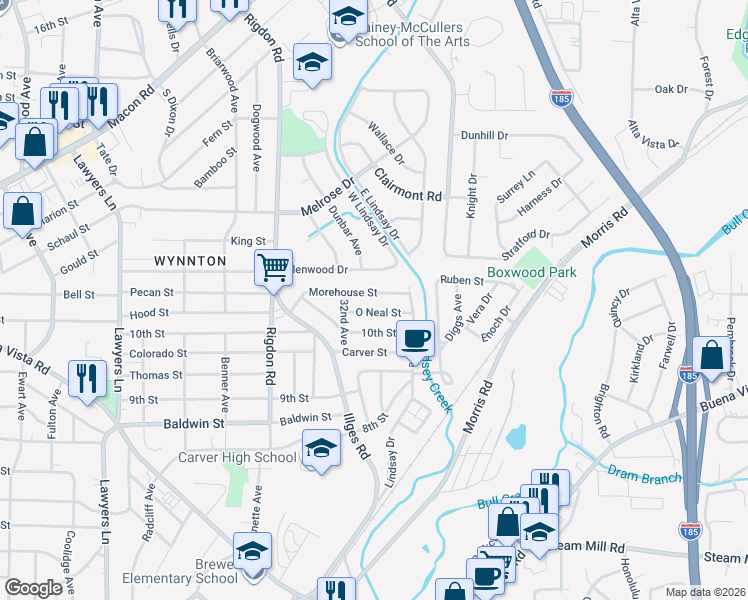 map of restaurants, bars, coffee shops, grocery stores, and more near 3230 Morehouse Street in Columbus
