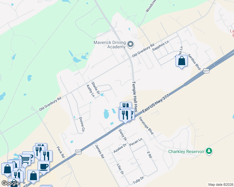 map of restaurants, bars, coffee shops, grocery stores, and more near 209 Bobbie Ann Court in Granbury