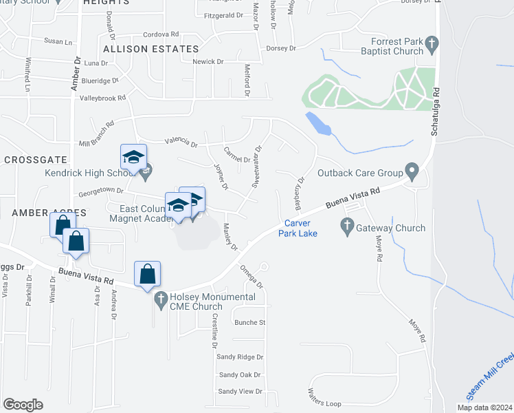 map of restaurants, bars, coffee shops, grocery stores, and more near 6230 Joyner Drive in Columbus