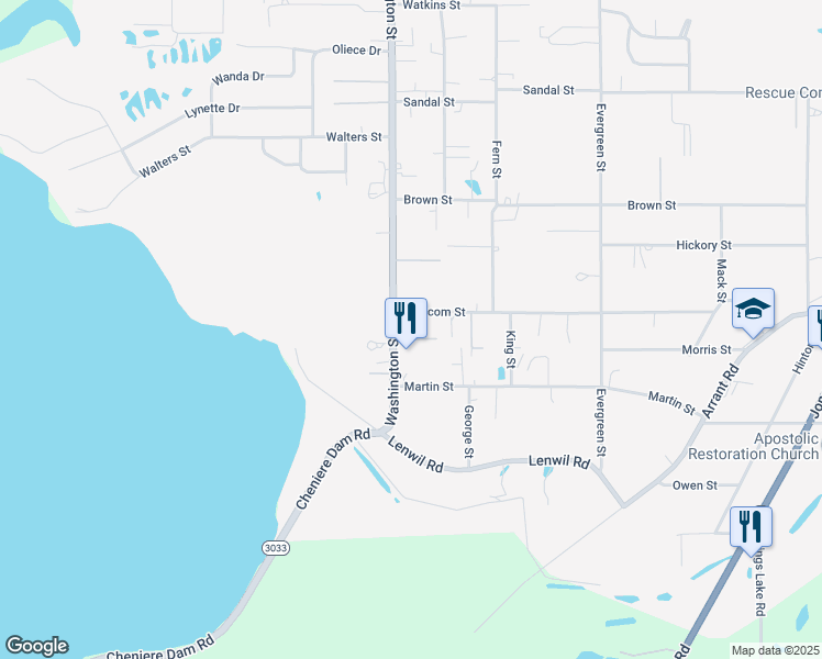 map of restaurants, bars, coffee shops, grocery stores, and more near 1107 Washington Street in West Monroe