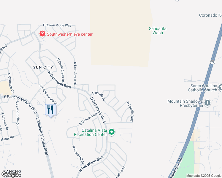 map of restaurants, bars, coffee shops, grocery stores, and more near 2198 East Jonquil Street in Oro Valley