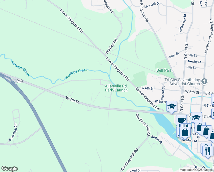map of restaurants, bars, coffee shops, grocery stores, and more near 460 Dawson Street in Prattville