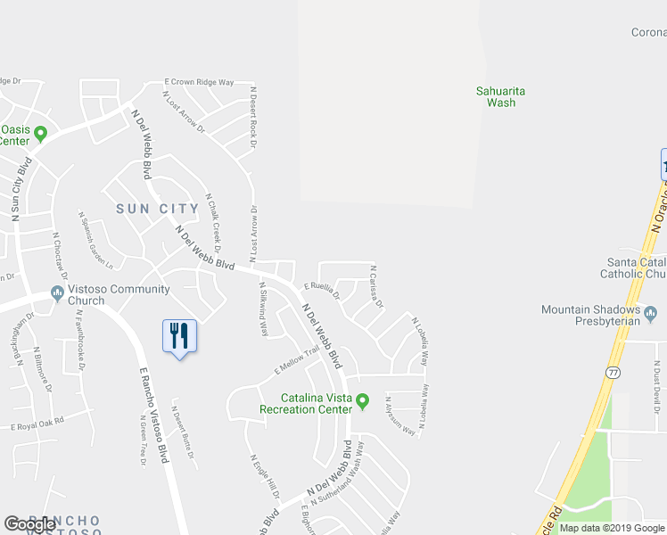 map of restaurants, bars, coffee shops, grocery stores, and more near 2150 East Amaranth Street in Oro Valley