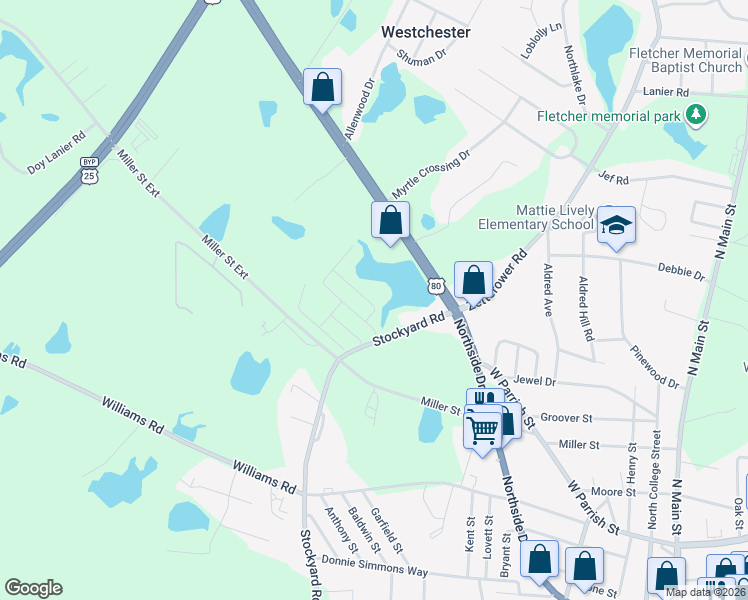 map of restaurants, bars, coffee shops, grocery stores, and more near 204 Sunview Drive in Statesboro