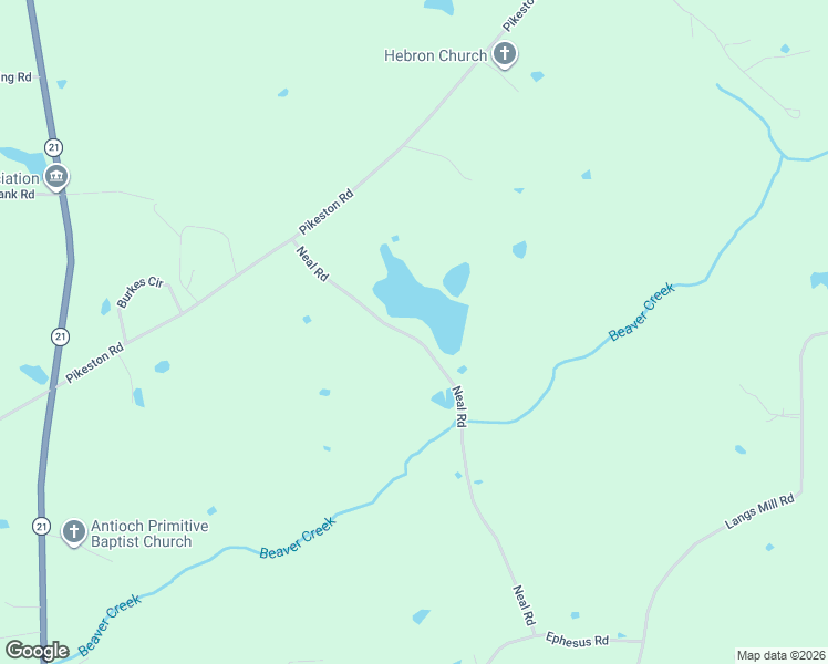 map of restaurants, bars, coffee shops, grocery stores, and more near 726 Neal Road in Forest