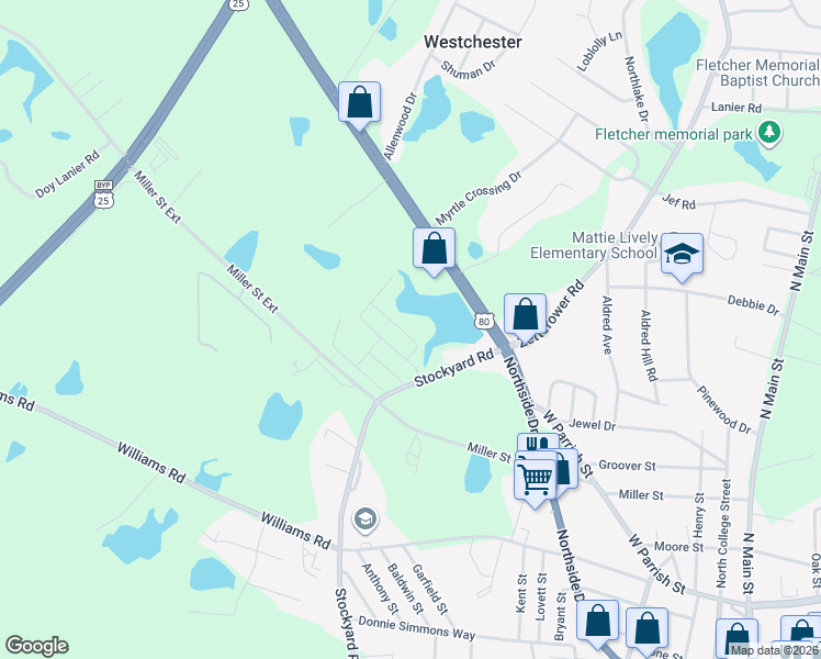 map of restaurants, bars, coffee shops, grocery stores, and more near 208 Sunview Drive in Statesboro