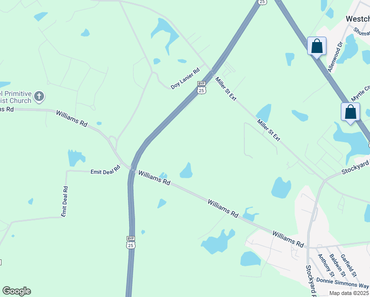 map of restaurants, bars, coffee shops, grocery stores, and more near 728 Williams Road in Statesboro