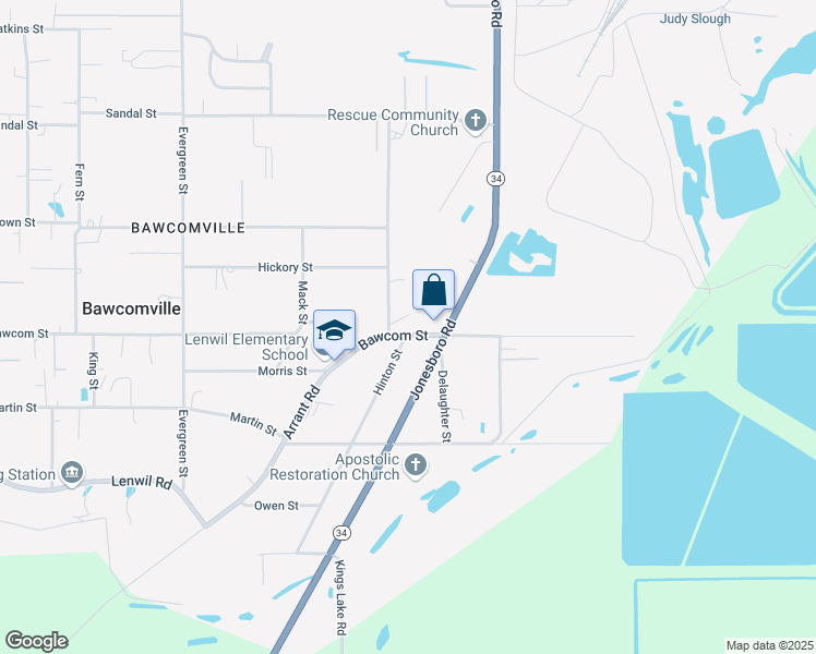 map of restaurants, bars, coffee shops, grocery stores, and more near 220 Bawcom Street in West Monroe