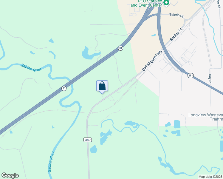 map of restaurants, bars, coffee shops, grocery stores, and more near 2252 North Fm 2087 in Longview