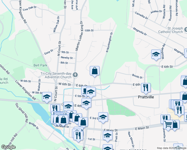 map of restaurants, bars, coffee shops, grocery stores, and more near 313 Bent Tree Drive in Prattville
