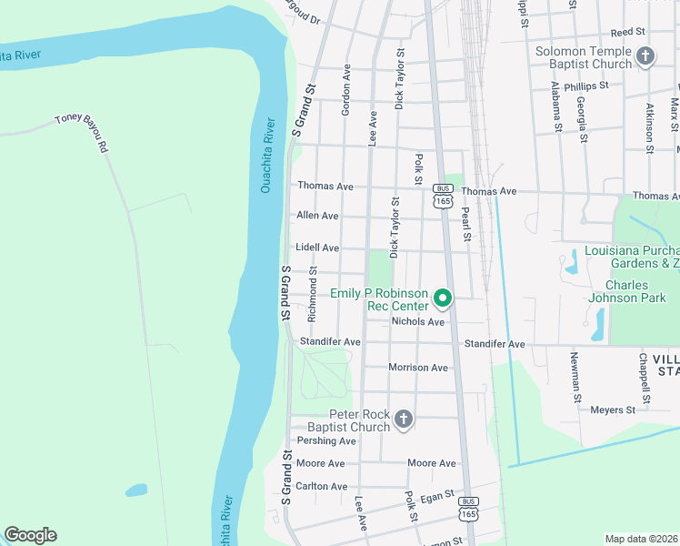 map of restaurants, bars, coffee shops, grocery stores, and more near 299 Polignac St in Monroe