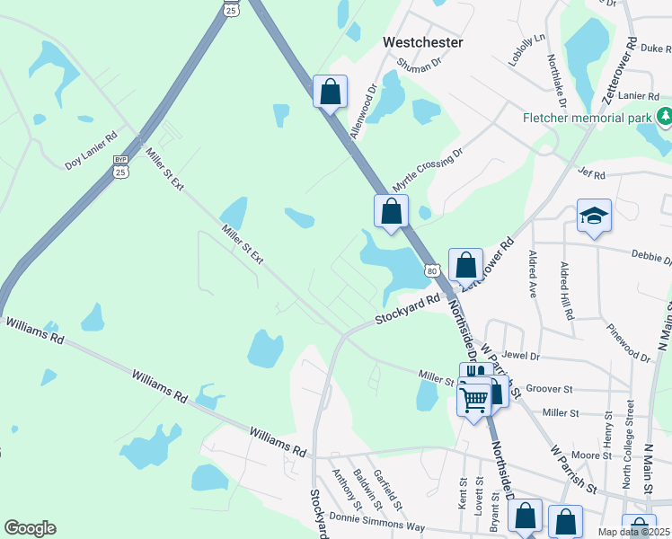 map of restaurants, bars, coffee shops, grocery stores, and more near 233 Sunview Drive in Statesboro