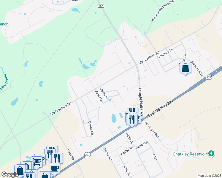 map of restaurants, bars, coffee shops, grocery stores, and more near 4408 Bobbie Ann Dr in Granbury