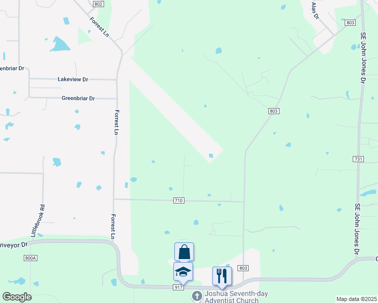 map of restaurants, bars, coffee shops, grocery stores, and more near 1555 County Road 710 in Joshua