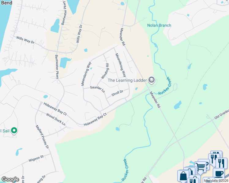 map of restaurants, bars, coffee shops, grocery stores, and more near 3008 Stroll Drive in Granbury