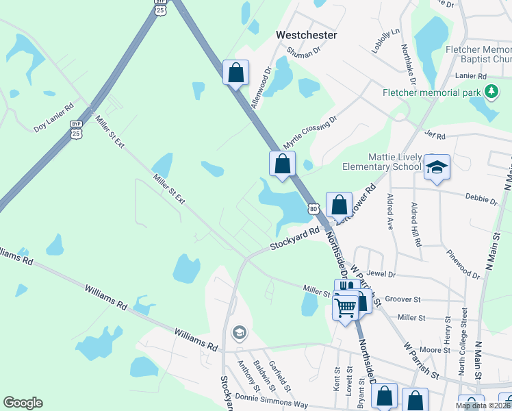 map of restaurants, bars, coffee shops, grocery stores, and more near 233 Sunview Drive in Statesboro