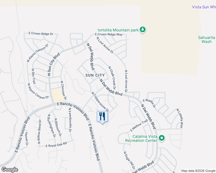 map of restaurants, bars, coffee shops, grocery stores, and more near 14420 North Del Webb Boulevard in Oro Valley