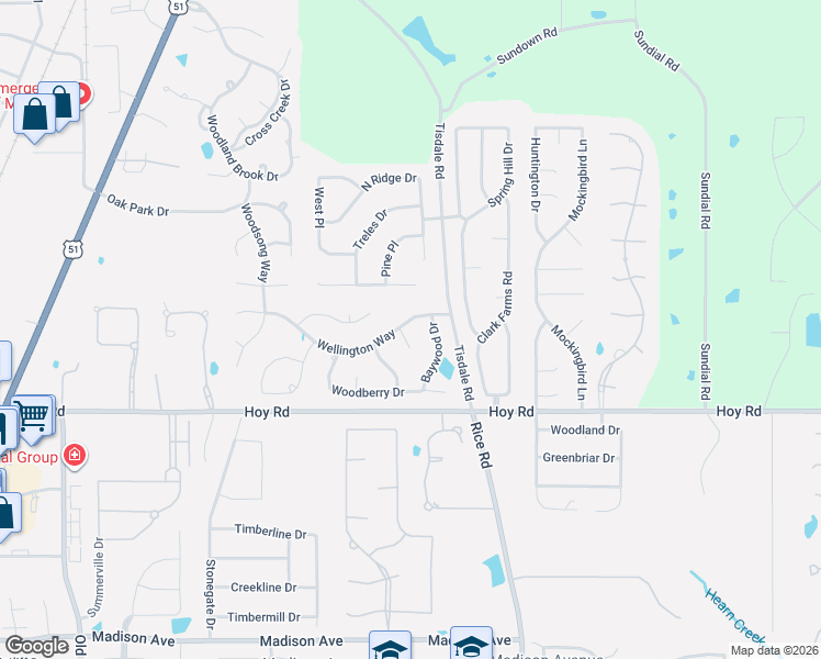 map of restaurants, bars, coffee shops, grocery stores, and more near 1609 Baywood Drive in Madison