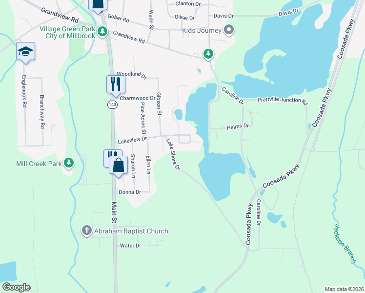 map of restaurants, bars, coffee shops, grocery stores, and more near 2655 Lakeview Circle in Millbrook