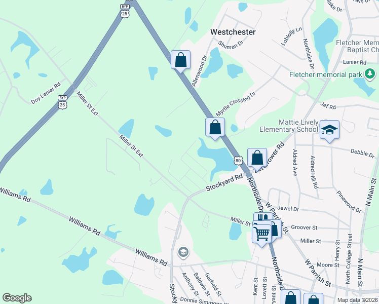 map of restaurants, bars, coffee shops, grocery stores, and more near 233 Sunview Drive in Statesboro